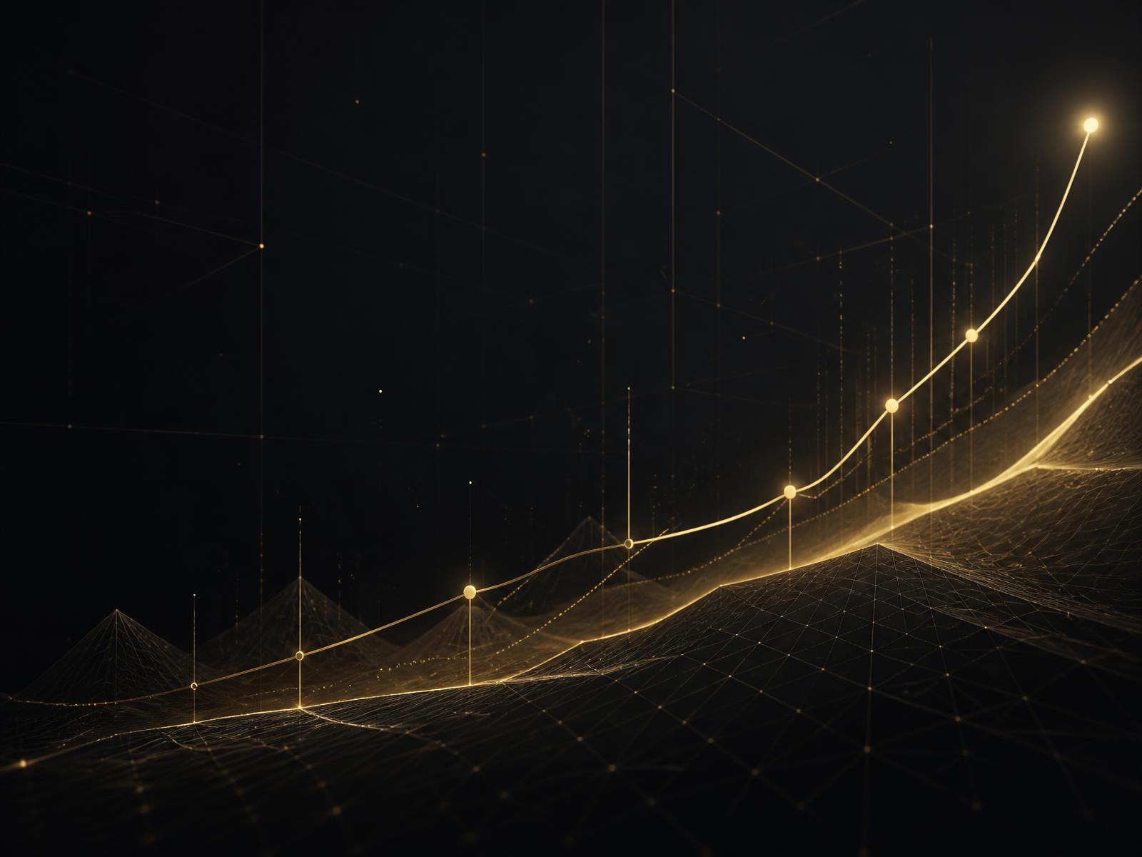 Abstract gold data trajectory illustrating digital growth